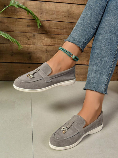 Belize™ | Mocassins casual kaki à franges et boucle décorative