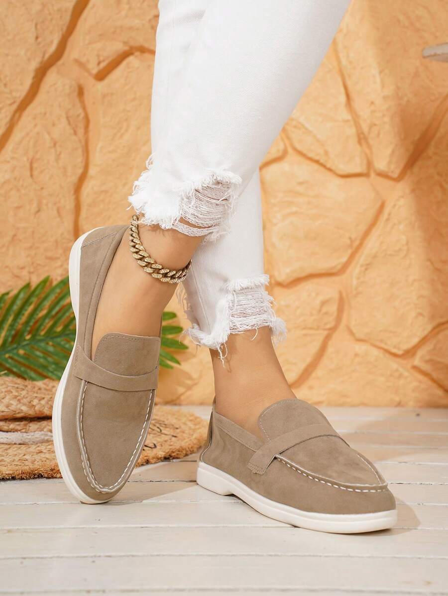 Belize™ | Mocassins casual kaki à franges et boucle décorative