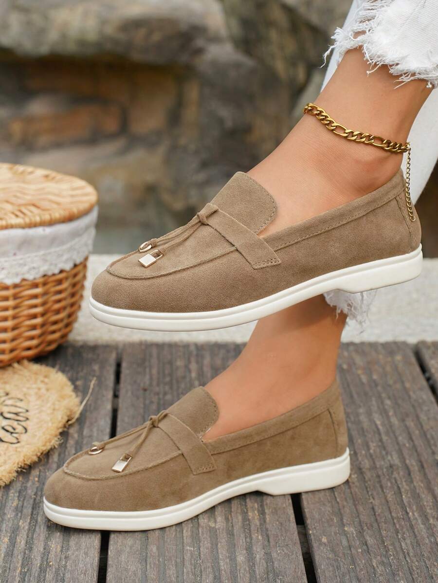 Belize™ | Mocassins casual kaki à franges et boucle décorative
