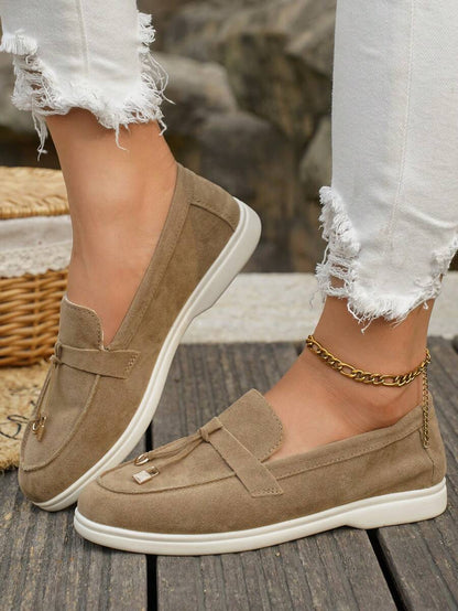 Belize™ | Mocassins casual kaki à franges et boucle décorative