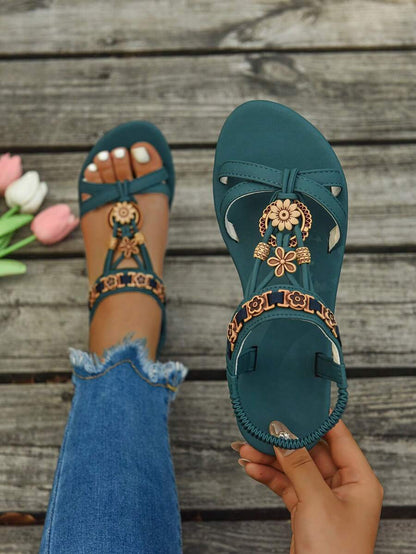 Isaline™ | Sandales Gladiator Bohème à Perles et Semelle Plate