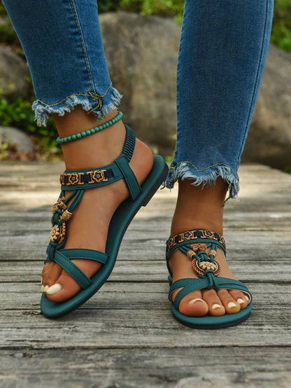 Isaline™ | Sandales Gladiator Bohème à Perles et Semelle Plate