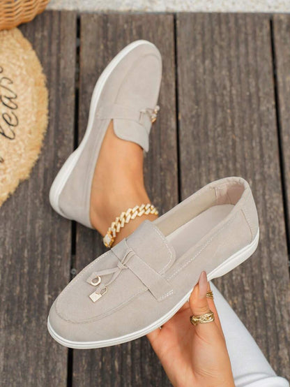 Belize™ | Mocassins casual kaki à franges et boucle décorative