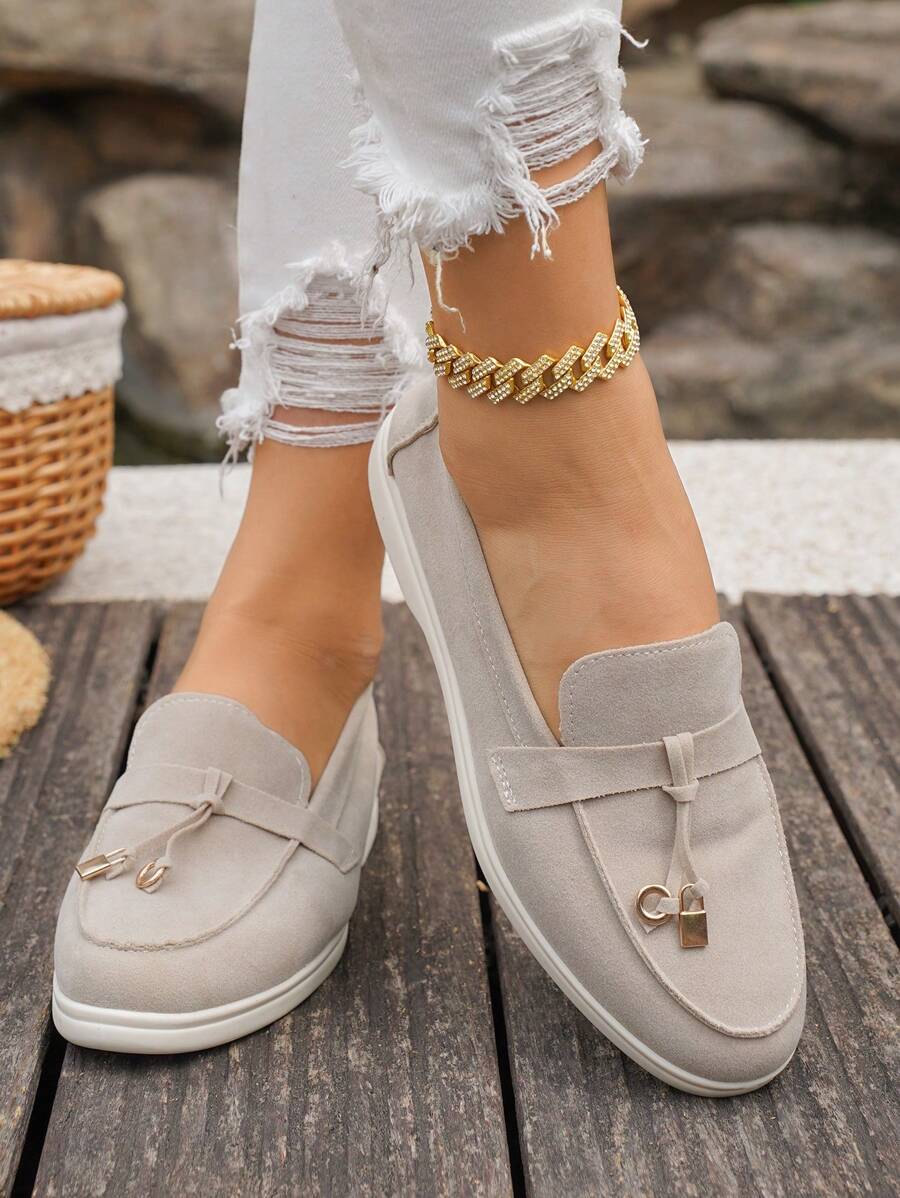 Belize™ | Mocassins casual kaki à franges et boucle décorative
