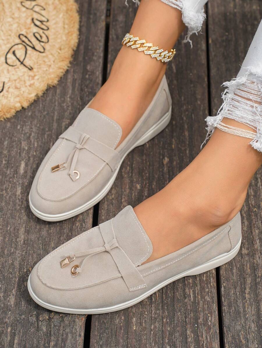 Belize™ | Mocassins casual kaki à franges et boucle décorative