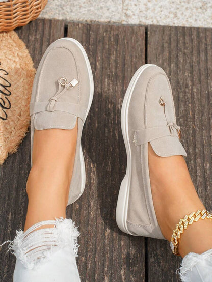 Belize™ | Mocassins casual kaki à franges et boucle décorative