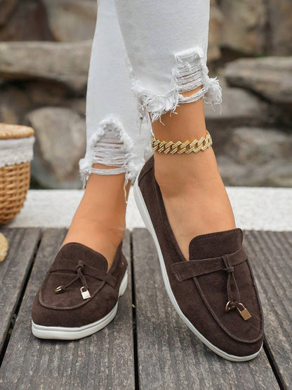 Belize™ | Mocassins casual kaki à franges et boucle décorative