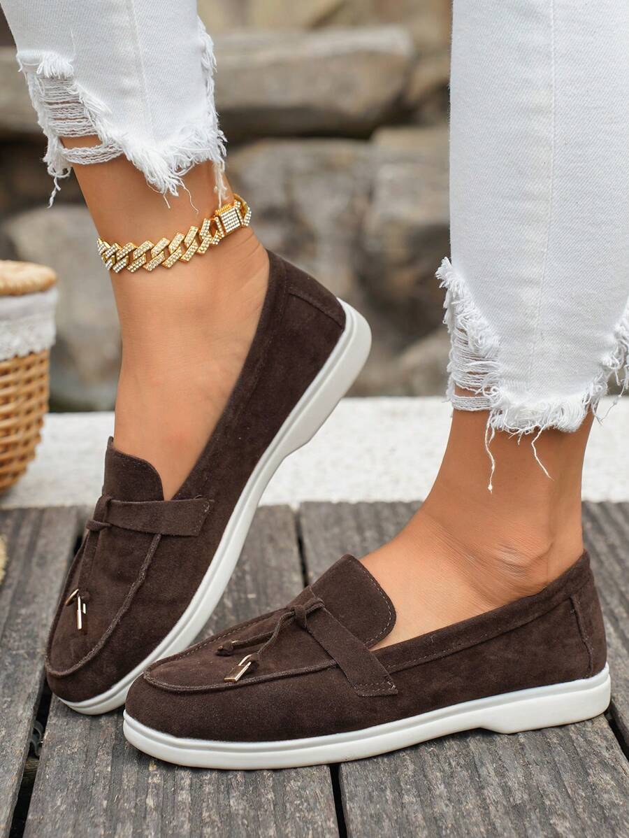 Belize™ | Mocassins casual kaki à franges et boucle décorative