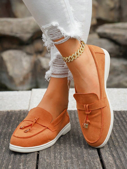 Belize™ | Mocassins casual kaki à franges et boucle décorative