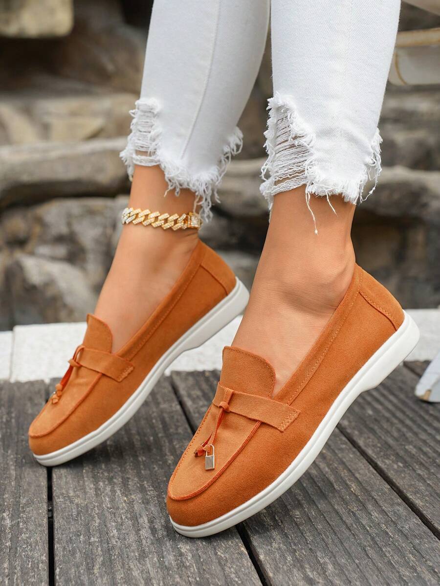 Belize™ | Mocassins casual kaki à franges et boucle décorative