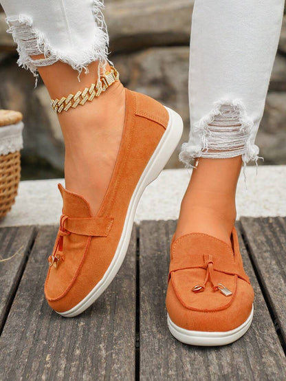 Belize™ | Mocassins casual kaki à franges et boucle décorative