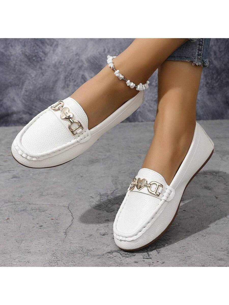 Victoire™ | Mocassins élégants bleu ciel à chaîne dorée