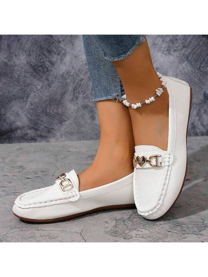 Victoire™ | Mocassins élégants bleu ciel à chaîne dorée