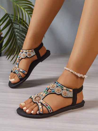 Isaline™ | Sandales Gladiator Bohème à Perles et Semelle Plate