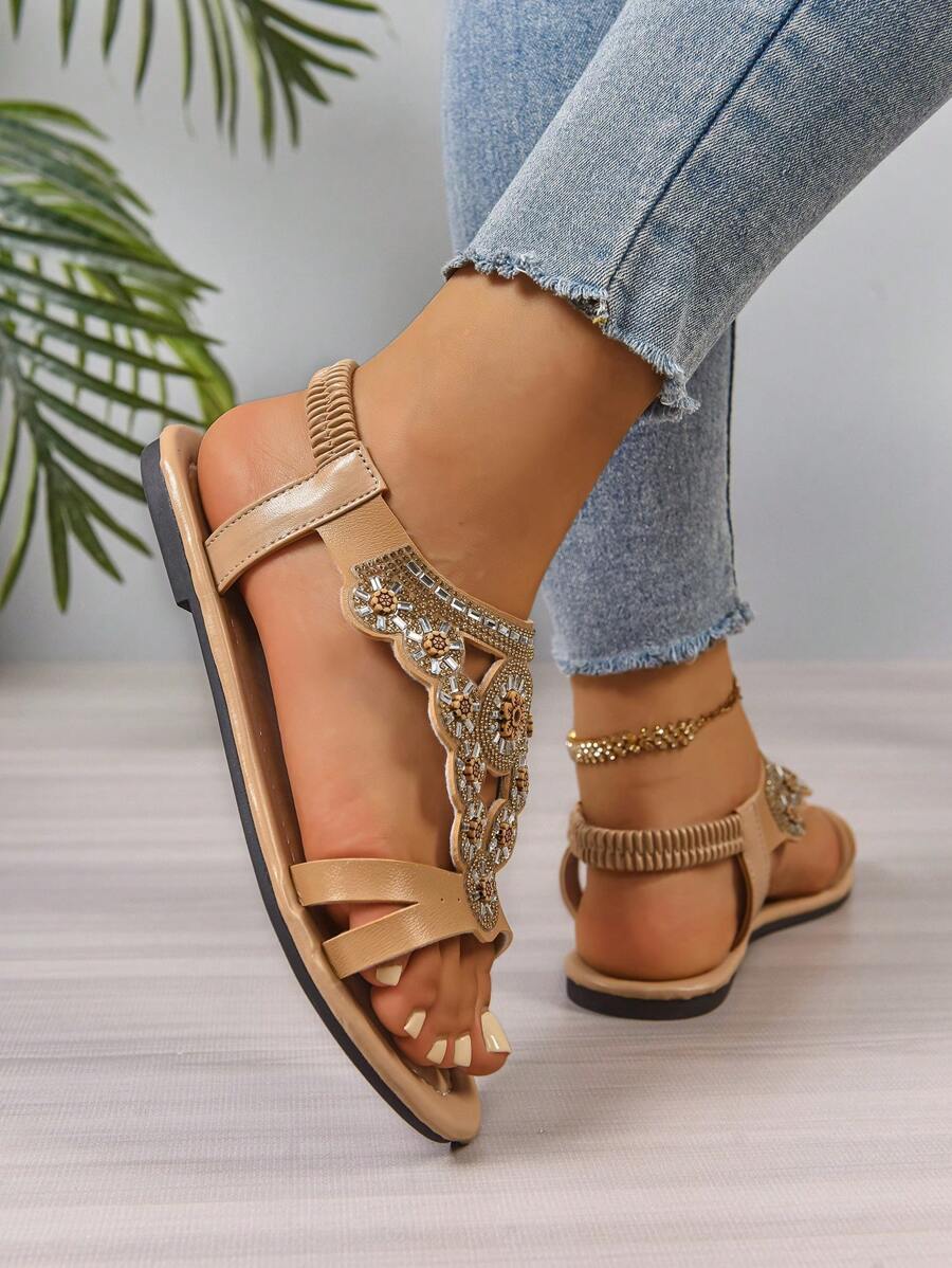 Isaline™ | Sandales Gladiator Bohème à Perles et Semelle Plate