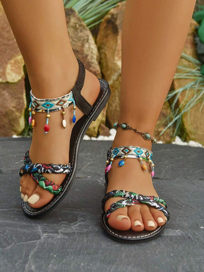 Isaline™ | Sandales Gladiator Bohème à Perles et Semelle Plate
