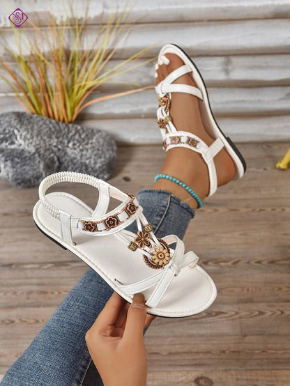 Isaline™ | Sandales Gladiator Bohème à Perles et Semelle Plate