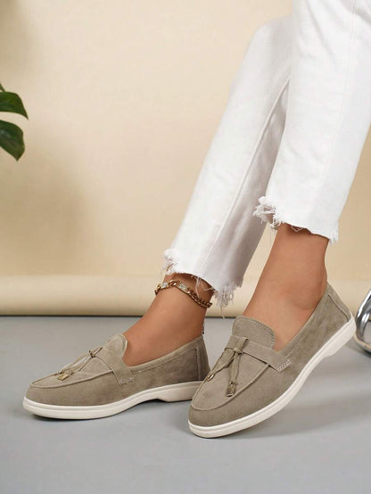 Belize™ | Mocassins casual kaki à franges et boucle décorative