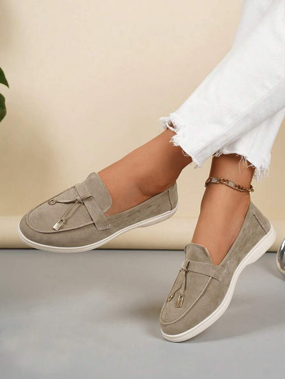 Belize™ | Mocassins casual kaki à franges et boucle décorative