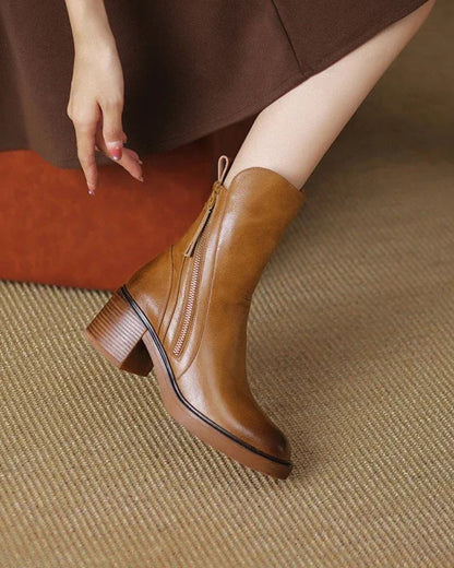 Belle Étoile Nice™ | Garciel – Bottines noires en cuir à talon confort, élégantes et intemporelles