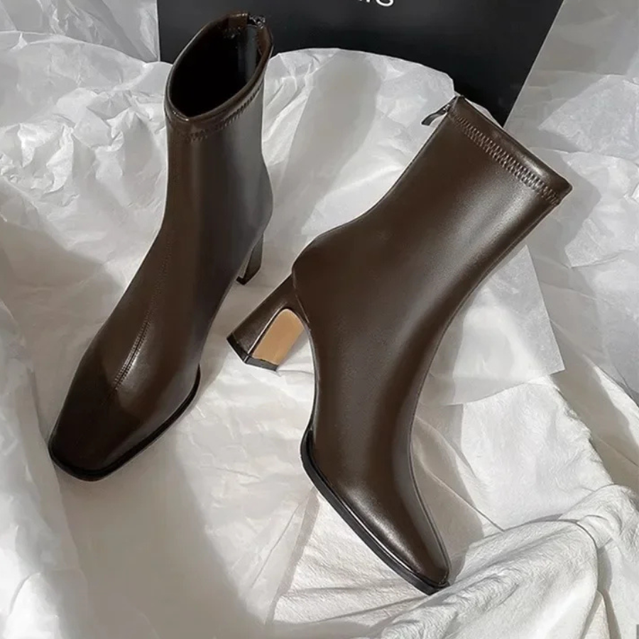 Bottines Femme Vintage à Talon Épais – Bout Carré et Chaudes