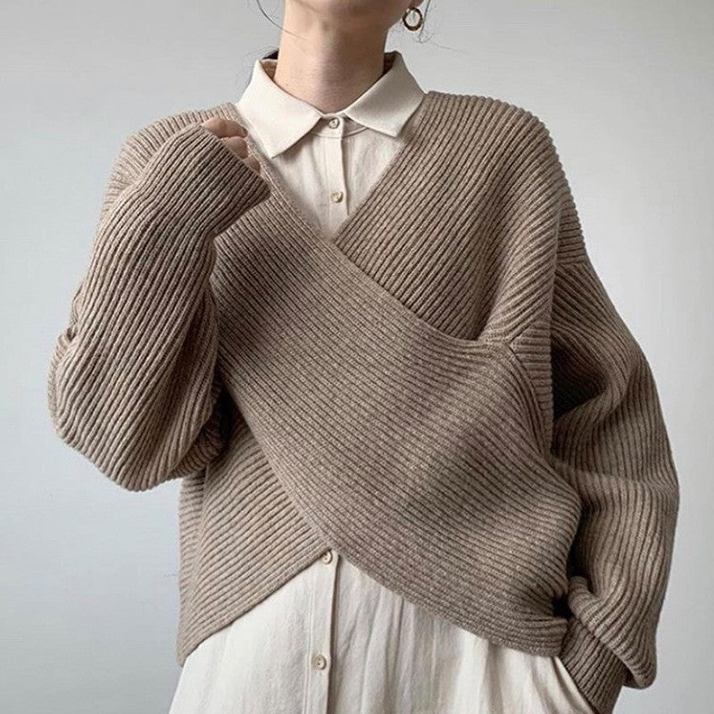 Ysaline™ | Pull en tricot croisé chic