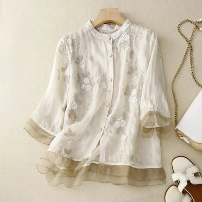 Belle Étoile Nice™ | Blouse à fleurs brodées