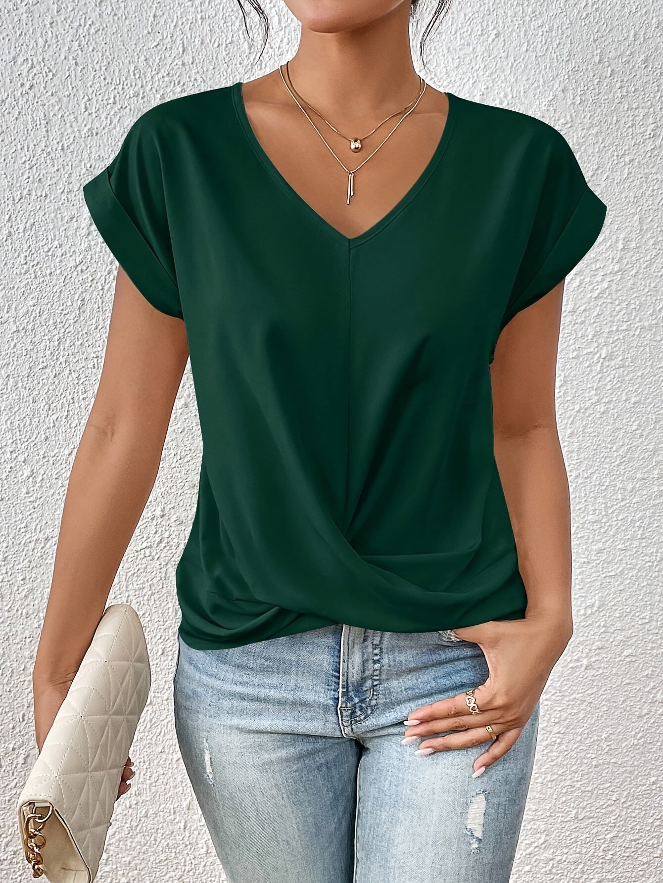 Sanne™ – T-shirt décontracté à col en V