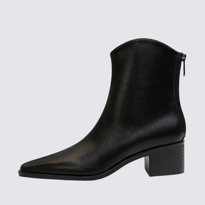 Belle Étoile Nice™ | Bottines Femme Vintage à Bout Pointu – Talon Carré et Fermeture Éclair