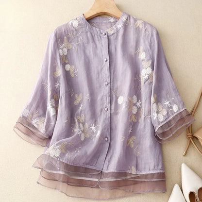 Belle Étoile Nice™ | Blouse à fleurs brodées