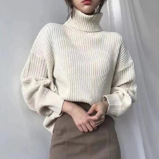Nolwenn™ | Luxe Pull à col roulé et à manches ballon
