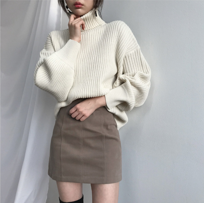 Nolwenn™ | Luxe Pull à col roulé et à manches ballon