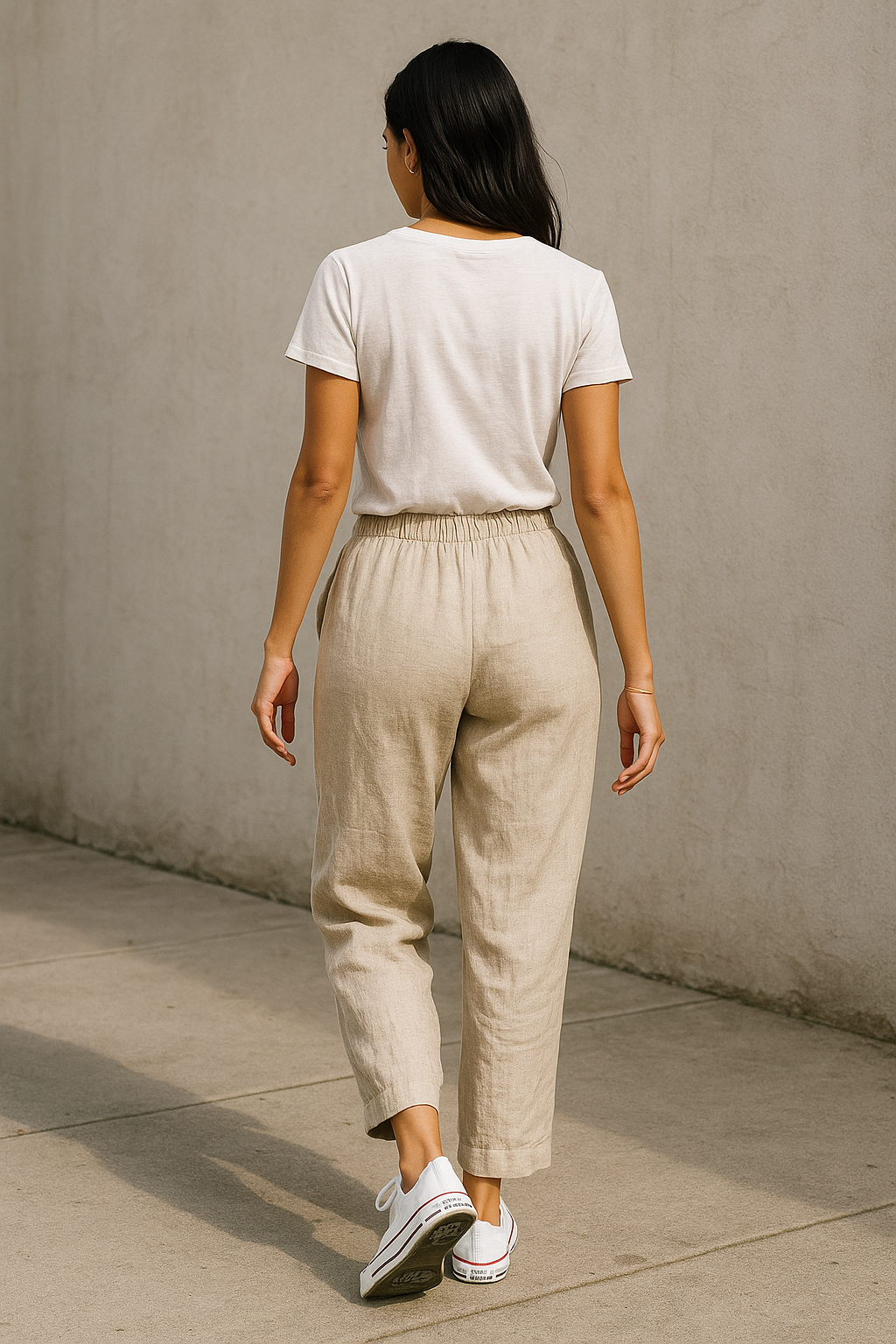 Belle Étoile Nice™ | Pantalon automnal coton – taille élastique & cordon, casual chic