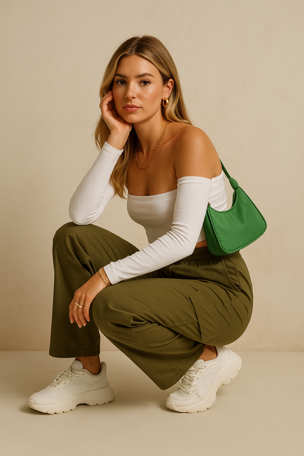 Belle Étoile Nice™ | Jogger cargo oversize taille haute – pantalon baggy chic femme