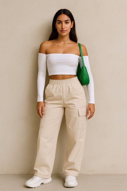 Belle Étoile Nice™ | Jogger cargo oversize taille haute – pantalon baggy chic femme
