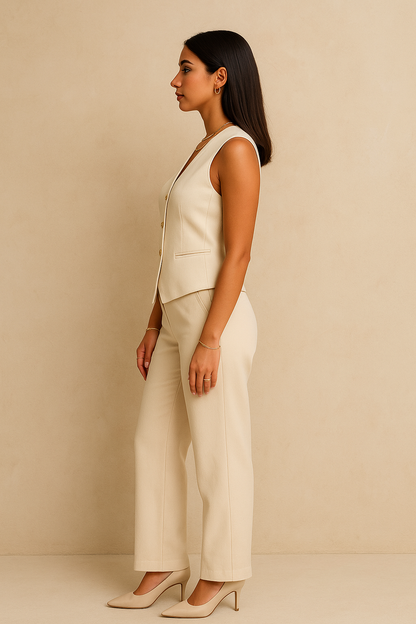 Belle Étoile Nice™ | Gilet court sans manches en maille – crop top boutonné, automne
