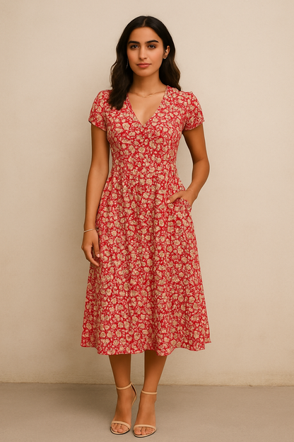Belle Étoile Nice™ | Fienna – Robe Midi à Boutons