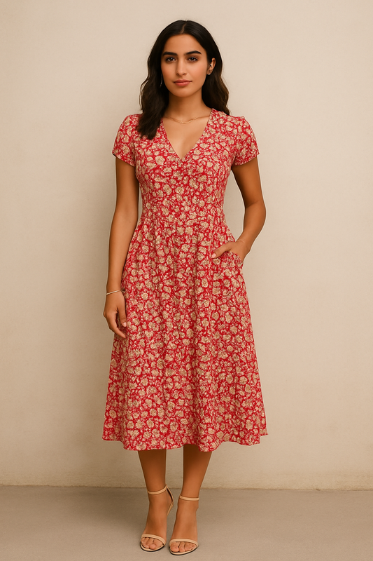 Belle Étoile Nice™ | Fienna – Robe Midi à Boutons
