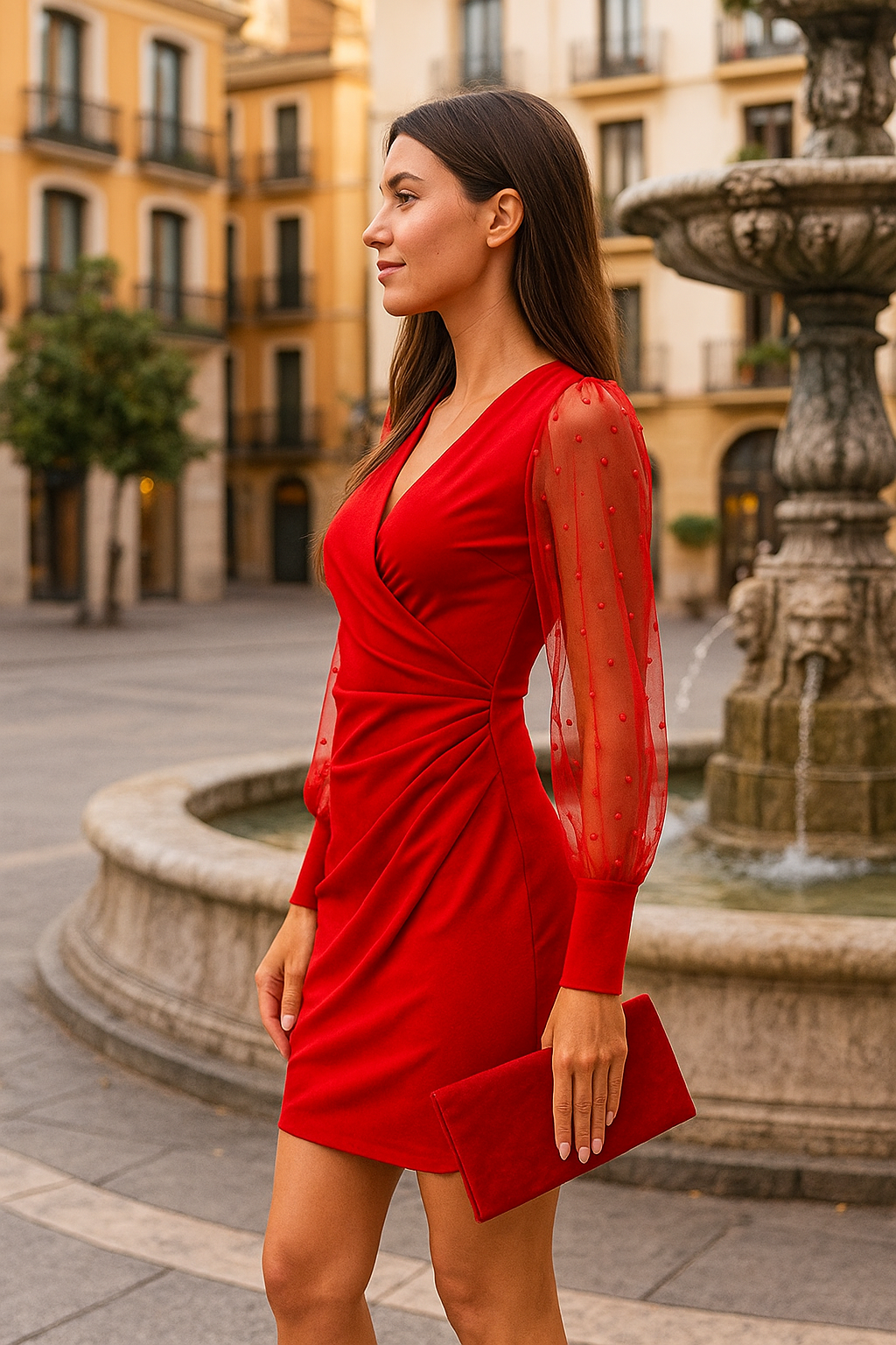 Belle Étoile Nice™ |  Robe Anten rouge à décolleté en V