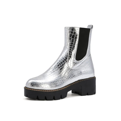 Belle Étoile Nice™ | Bottines Chelsea Femme en Similicuir avec Semelle Plateforme