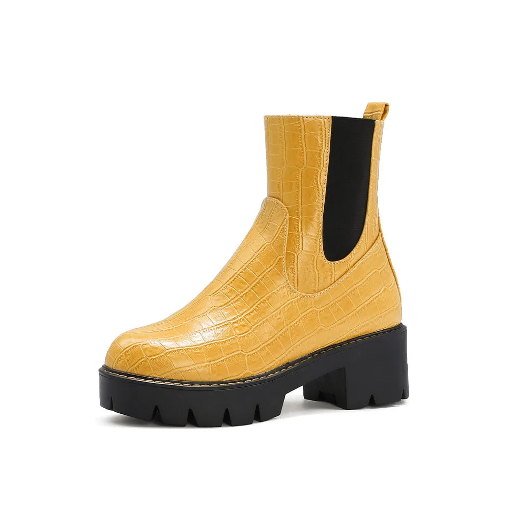 Belle Étoile Nice™ | Bottines Chelsea Femme en Similicuir avec Semelle Plateforme