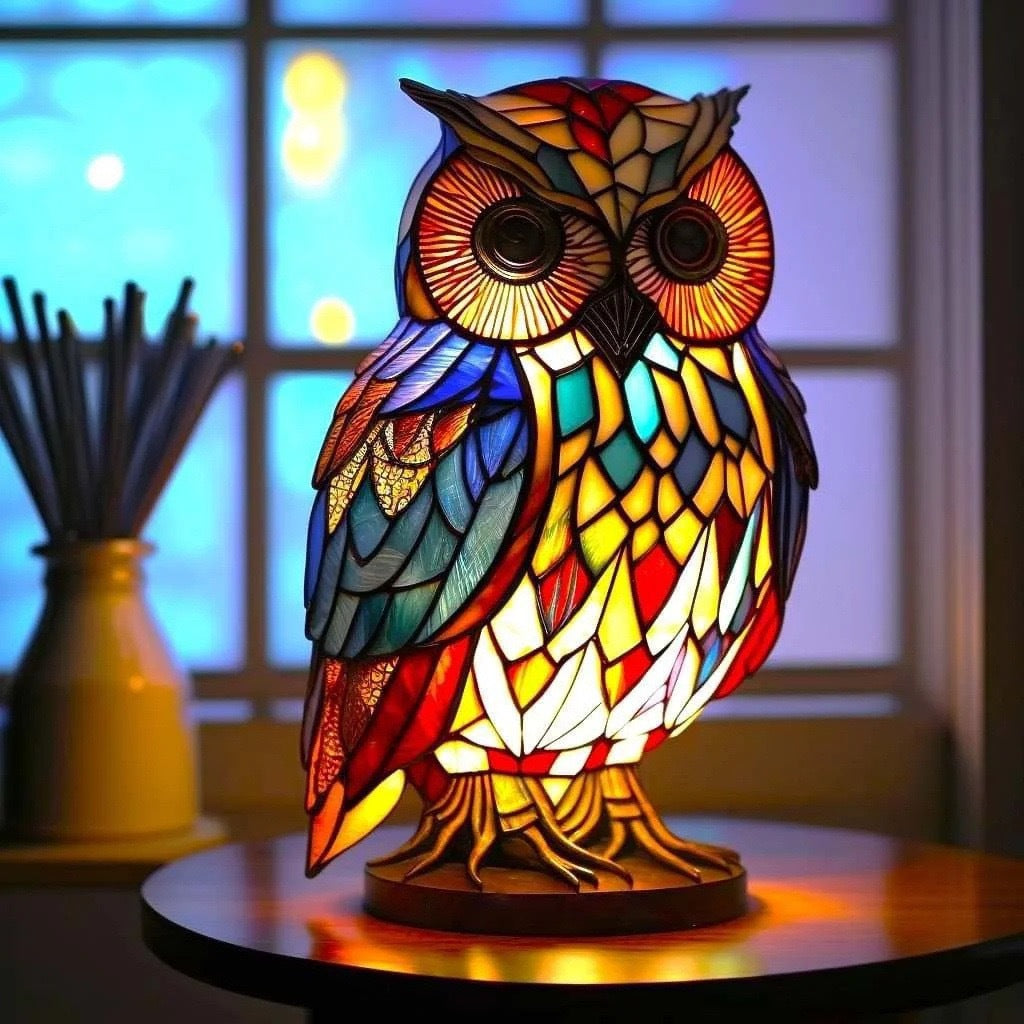 Lampe hibou Magisk en verre coloré