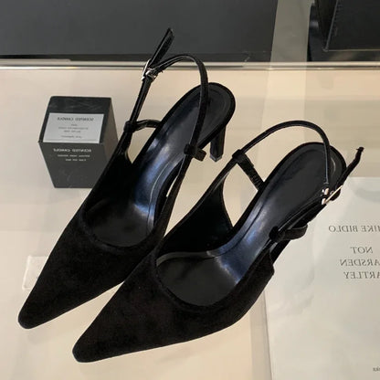 Aneikeh Spring Fashion Pointed Toe Women Pumps Sexy Thin High Heels Sandals Elegant Banquet Female Mule Shoes