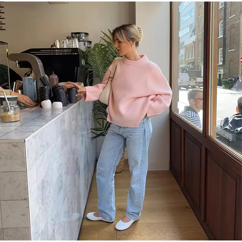 Belle Étoile Nice™ | Pull oversize femme en maille – doux, chaud et parfait pour l’automne