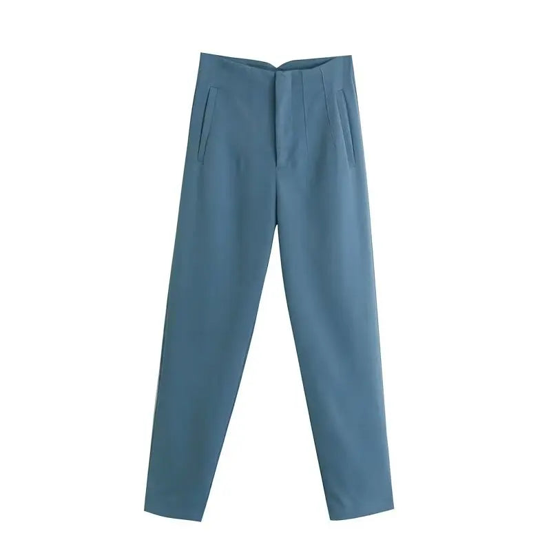 Belle Étoile Nice™ | Pantalon droit taille haute zippé – Élégance vintage