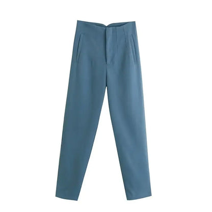 Belle Étoile Nice™ | Pantalon droit taille haute zippé – Élégance vintage