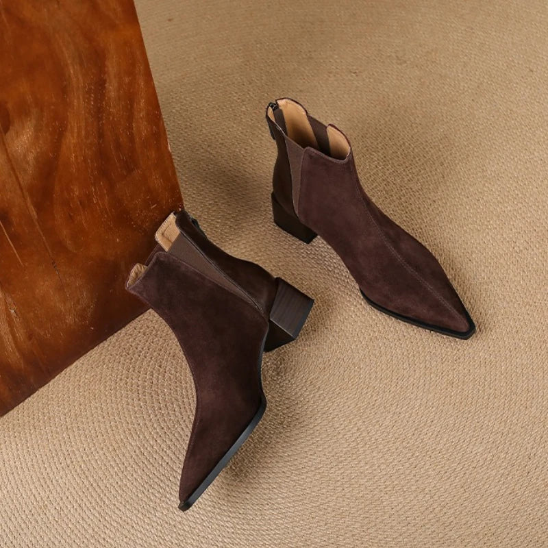 Belle Étoile Nice™ | Bottines Femme à Talons Épais avec Fermeture Éclair Arrière
