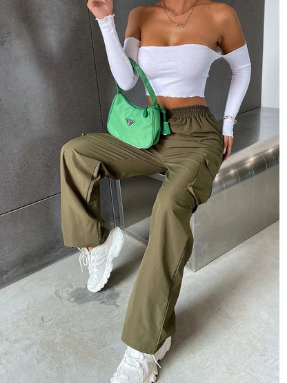 Belle Étoile Nice™ | Jogger cargo oversize taille haute – pantalon baggy chic femme