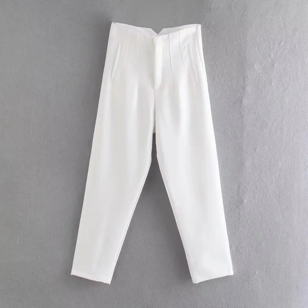 Belle Étoile Nice™ | Pantalon droit taille haute zippé – Élégance vintage
