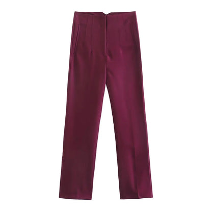Belle Étoile Nice™ | Pantalon droit taille haute zippé – Élégance vintage